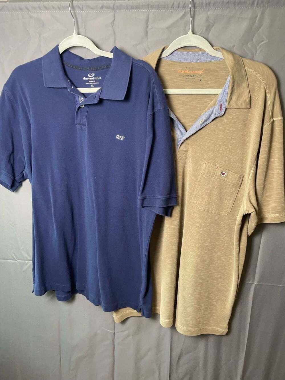 Lot of 2 Men's Polo Shirts: Vineyard Vines Classic Fit Navy & Weatherproof Vinta